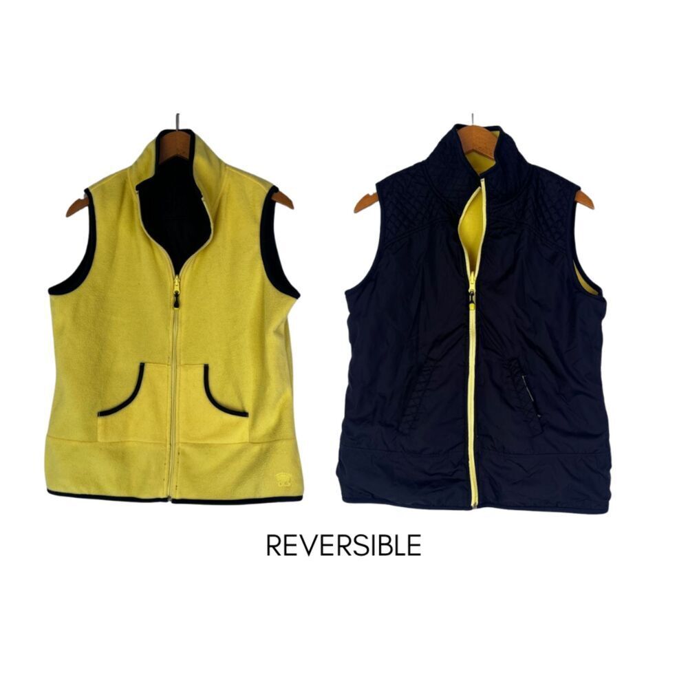 Oleg Cassini Sport Reversible Yellow Navy Full Zip Vest Size Medium